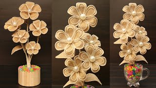 2 Amazing Flower and Flower Vase Ideas from Waste Materials | Jute Craft Ideas | Room Decor DiY