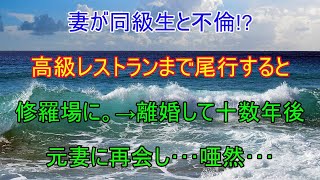 【感動する話】妻が学生時代の同級生と不倫！？高級レストランまで尾行すると、修羅場に。→離婚して十数年後、新たな生活と思いきや元妻に再会し、唖然とした…【泣ける話】【朗読】