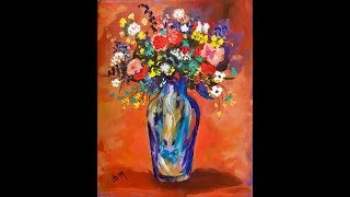 Bouquet in a Persian Vase Acrylic Painting with Ginger Cook
