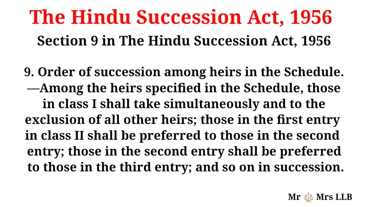 Section 9 Of Hindu Succession Act - Section 9 Order Of Succession Among ...