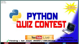 live Quiz Contest || Python basics || Win cash prizes || no registration fee || get Started!