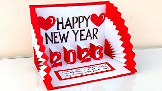 DIY Happy new year card 2023 / How to make new year greeting card / New year pop up card making