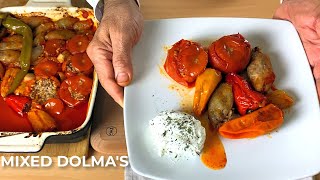 Stuffed Peppers, Onions \u0026 Tomato Dolma's! This recipe is incredibly delicious!