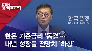 한은 기준금리 ‘동결’…내년 성장률 전망치 ‘하향’