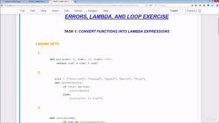 #31 Python tutorial-Python tutorial for beginners|Errors ,lambda,and loop exercises