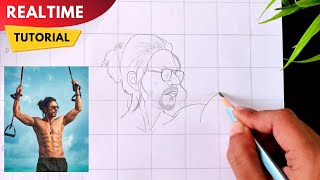 Real Time Drawing Tutorial || Pathan SRK Drawing step by step || SRK Drawing Tutorial