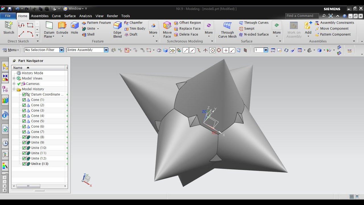 NX Modeling Concept - Design Tutorial (3D Star) NX - 9.0 - YouTube