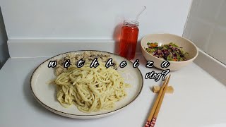 Pesto soslu spaghetti yapımı ~ Sessiz Vlog 9 - Withbeiza