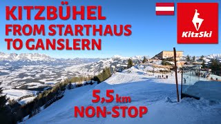 Skiing in Kitzbühel, Austria - Starthaus to Ganslern, Glimpse of Race Track - 4K with GoPro Hero11