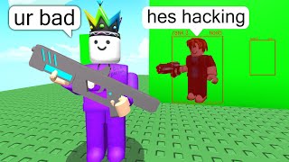 i used HACKS to win against pros on Roblox but i wasn't