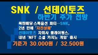 SNK / 선데이토즈 하반기 주가 전망 / 기준가 30.000원 / 32.500원 / 폭탄배당·스톡옵션 파티…SNK, 2년 만에 '자진상폐' /