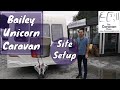 Bailey Unicorn on site set up, how to setup a caravan on site