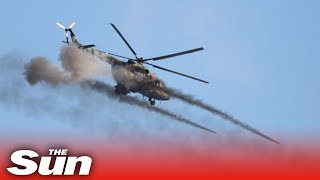 Moment 'Russian' helicopter is shot down over reservoir near Kyiv