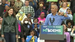 Former President Obama stops in Detroit to campaign for Michigan Democrats