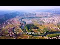 航拍贵州省惠水县好花红镇风光。aerial photograph of haohuahong town huishui county guizhou province.