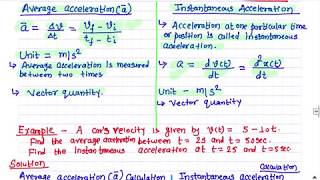 Average Acceleration and Instantaneous Acceleration with Examples # Physics 1 # Lecture 5