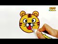 쉬운 호랑이 그리기 색칠하기 알파벳o _how to draw a tiger head for kids 알파벳으로 그림그리기｜버드맘 u0026birdmom