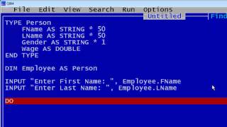 QBasic Tutorial 44 - Type Example - QB64