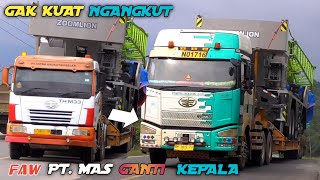 Kirim Zoomlion ZTC1100R6 110 Ton, Truk Faw THM 33 PT. Mas Ganti Kepala dengan Truk Faw TH007 420