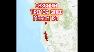 Continued Cascadia Tremor.. Subsequent quakes occurring upstream.. Thursday night update 3/10/2022
