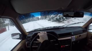 Volvo 740 Onboard Snow Drifting GoPro Headstrap Testing