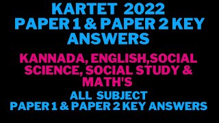 KARTET 2022 KEY ANSWERS paper 1 \u0026 paper 2 all subject