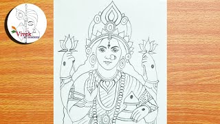 How to Draw Maa Laxmi Step by Step | Goddess Laxmi Drawing for Beginners