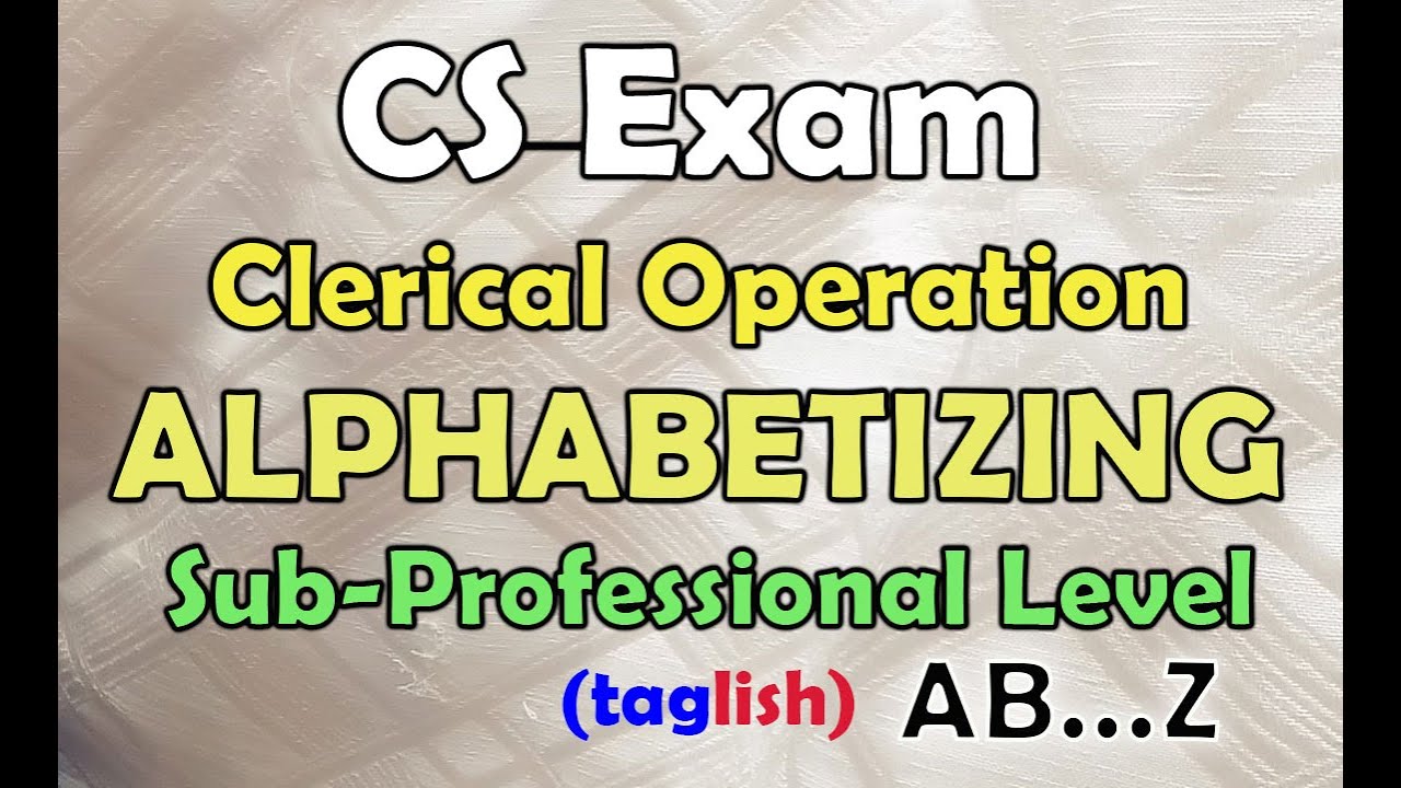 ALPHABETIZING(taglish) - Clerical Operation - CS Exam - YouTube