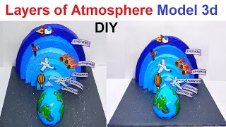 layers of atmosphere model 3d - science project for exhibition - diy - simple | howtofunda