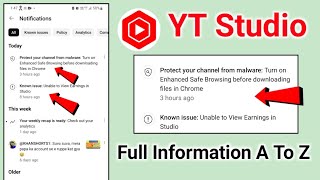 Unable to View Earning in Studio | Protect your channel from malware in yt studio full information