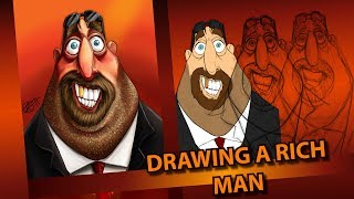 DIGITAL ART | Drawing a rich man with Wacom Intuos Pro in Photoshop [Speed Drawing]