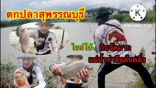 ตกปลาสุพรรณบุรี แม่น้ำท่าจีนล้นตะลิ่ง ปลาไซด์โบ้ กินจัดมาก EP.F05