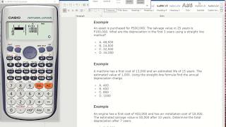 Calculator Technique - Straight line depreciation method