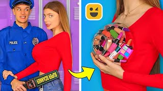 COOL WAYS TO SNEAK MAKE UP ANYWHERE! Funny Girly Tips by Mariana ZD