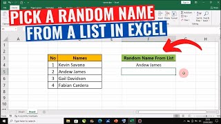 Pick a random name from a list in Microsoft Excel