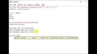 Solve the quadratic equation in python