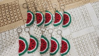 How to crochet a watermelon keychain pattern #2 ازاى نعمل ميدالية البطيخ نمط #٢  السهلة و السريعة 🍉🍉