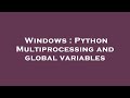Windows : Python Multiprocessing and global variables