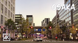 Walking along Midosuji Avenue in the autumn leaves 4K HDR｜#Osaka #Japan #Midosuji