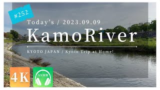 〓 4K ASMR 〓 2023.09.09. KYOTO KAMO RIVER. 京都 鴨川 塩小路橋 京都タワー 京都駅 京都市立芸術大学 JR東海道本線