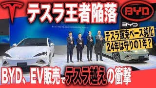 【テスラ試練の幕開け】2024年はテスラは守りの1年、BYDは攻めの1年へ〜中国BYD、バッテリーEV販売で史上初めて、テスラ越えを達成