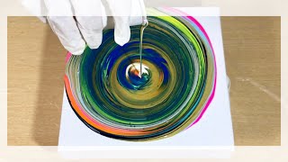 #23【 art vlog】カップから注がれるアクリル絵の具で絵を描く/acrylic ring pour/* 池の中(In the pond)【フルイドアート】