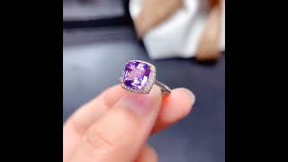 🔥 100% Natural Amethyst Ring, Platinum, Sterling Silver Zircon 🔥