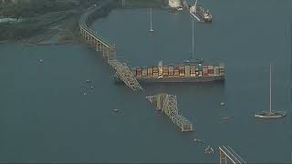 Aerial view of Baltimore bridge collapse