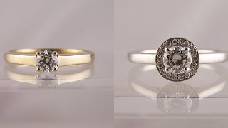 Jewellery remodelling - before & after photos of old jewellery reset into engagement rings