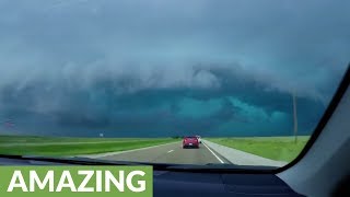 Time lapse captures intense drive through of Texas hail storm