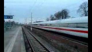 ICE 1 at 250 kmh / 155 mph passing Rathenow station