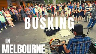 One man band - George Kamikawa 海外で路上ライブ on  Bourke Street, Melbourne, Australia