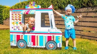 Gaby and Alex playing with Ice Cream Truck and pretend selling Ice Cream