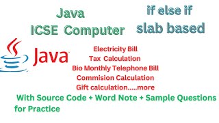 JAVA SLAB BASED IF Else If Programs || ICSE Java If Else If Programs # java@sudiptasir Tutorial